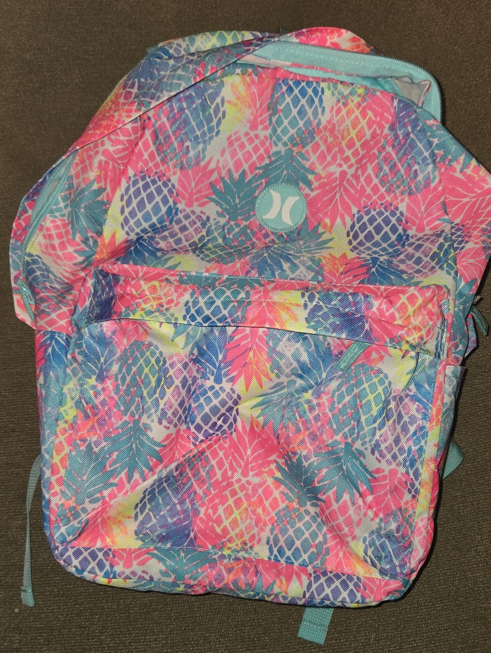 Hurley Pink Teal Pineapple Print Backpack